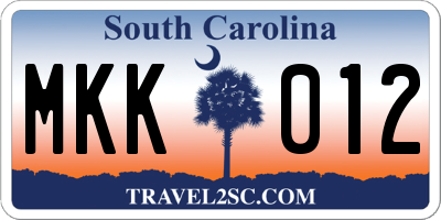 SC license plate MKK012
