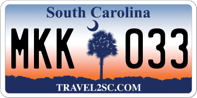 SC license plate MKK033