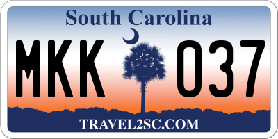 SC license plate MKK037