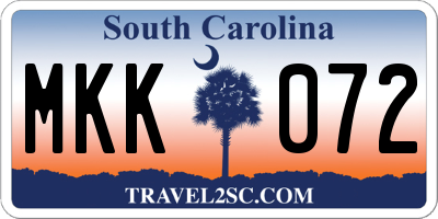 SC license plate MKK072