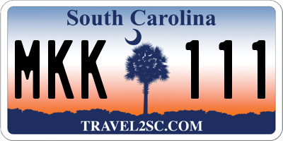 SC license plate MKK111