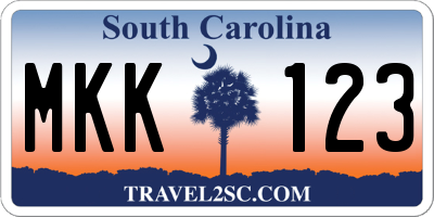 SC license plate MKK123