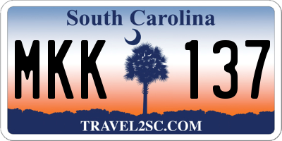 SC license plate MKK137