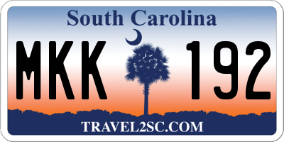 SC license plate MKK192