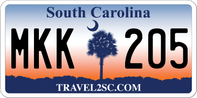SC license plate MKK205