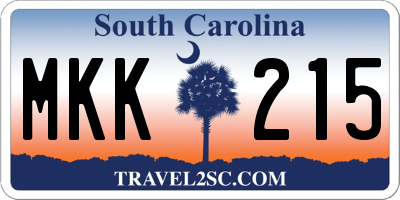 SC license plate MKK215