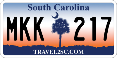 SC license plate MKK217