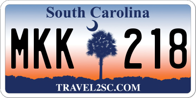 SC license plate MKK218