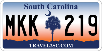 SC license plate MKK219