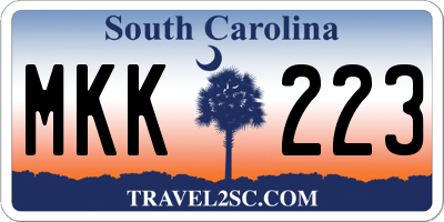 SC license plate MKK223