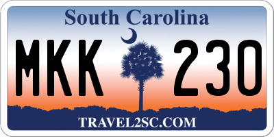 SC license plate MKK230