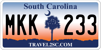 SC license plate MKK233