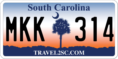 SC license plate MKK314