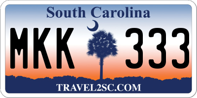SC license plate MKK333