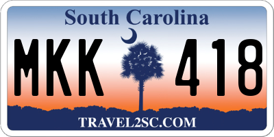 SC license plate MKK418