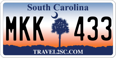 SC license plate MKK433