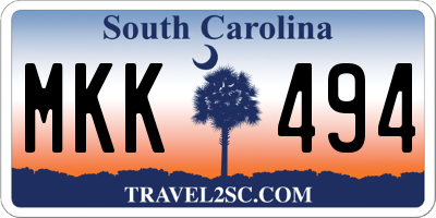 SC license plate MKK494