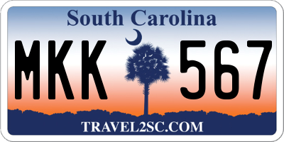 SC license plate MKK567