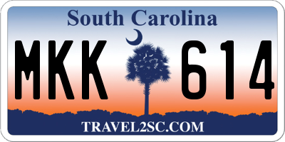 SC license plate MKK614