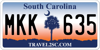 SC license plate MKK635