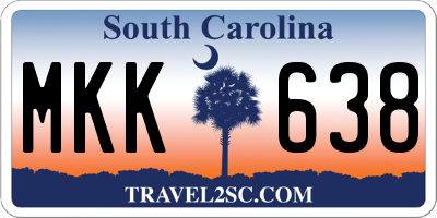 SC license plate MKK638