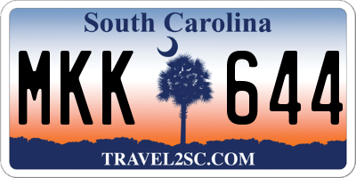 SC license plate MKK644