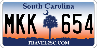 SC license plate MKK654