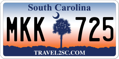 SC license plate MKK725
