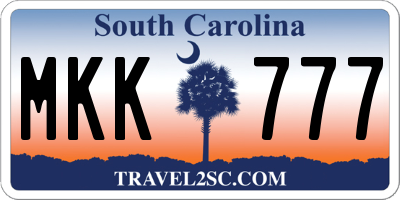 SC license plate MKK777