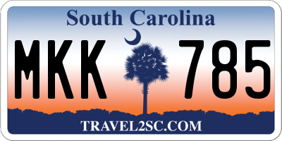 SC license plate MKK785