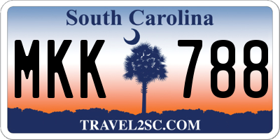 SC license plate MKK788