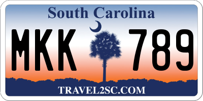 SC license plate MKK789