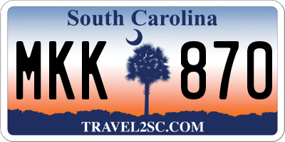 SC license plate MKK870