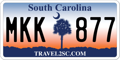 SC license plate MKK877