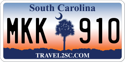 SC license plate MKK910