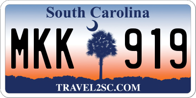 SC license plate MKK919