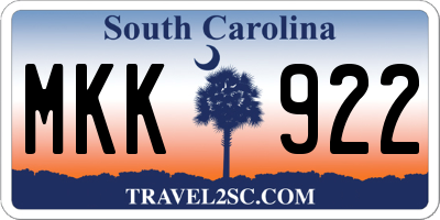 SC license plate MKK922
