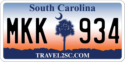 SC license plate MKK934