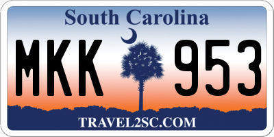SC license plate MKK953