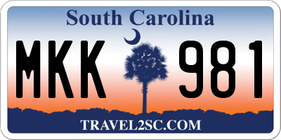 SC license plate MKK981