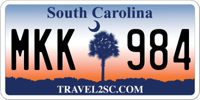 SC license plate MKK984
