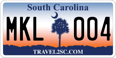 SC license plate MKL004