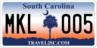 SC license plate MKL005