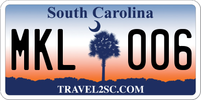 SC license plate MKL006