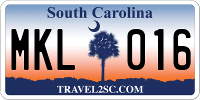 SC license plate MKL016