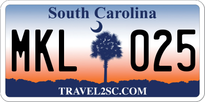 SC license plate MKL025