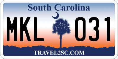 SC license plate MKL031