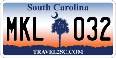 SC license plate MKL032