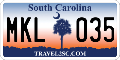 SC license plate MKL035