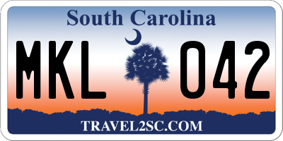 SC license plate MKL042